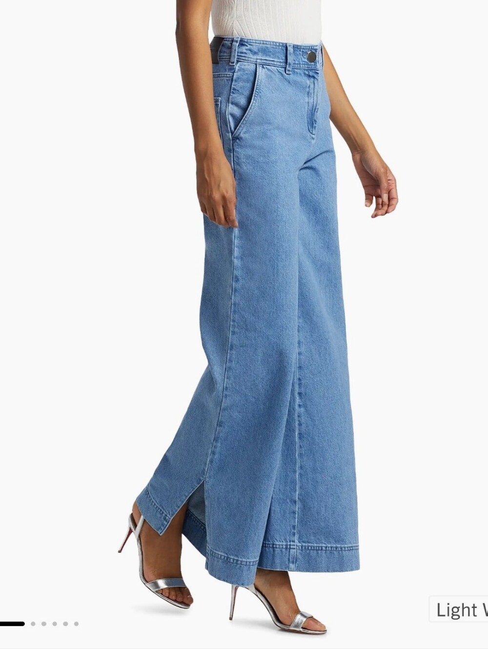 Toccin Eileen High Rise Wide Leg Jeans Sz 0 Light Wash Side Slit 100% Cotton NWT